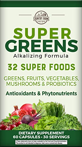 COUNTRY FARMS Super Greens Vegicaps, 32 Super Foods, Whole Food Supplement COUNTRY FARMS buy supplements canada