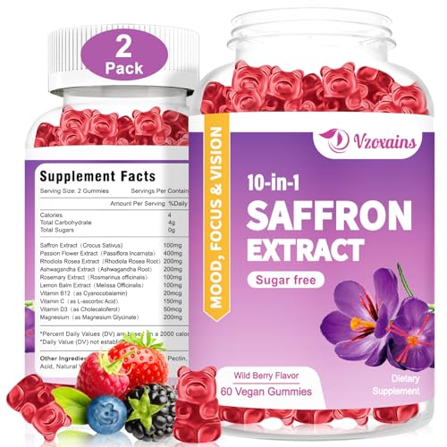 VZOXAINS 2 Pack Saffron Supplement Gummies, Sugar Free Saffron Extract with Magnesium VZOXAINS buy supplements canada