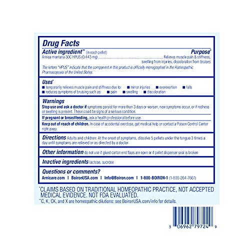 Boiron Arnica Montana 30C Homeopathic Medicine for Relief from Muscle Pain, Muscle Stiffness, Swelling Boiron buy supplements canada
