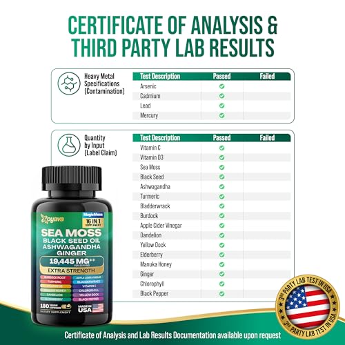 Sea Moss 7000mg Black Seed Oil 4000mg Ashwagandha 2000mg Turmeric 2000mg Zoyava buy supplements canada