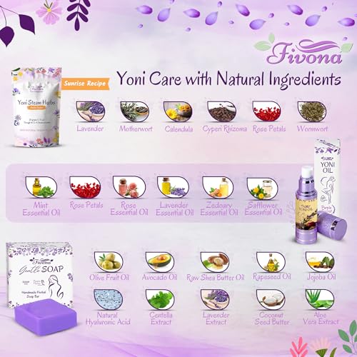 FIVONA Yoni Care Kit 4 in 1 - pH Balanced Natural Yoni Oil, Herbal Bar Soap for Feminine V Wash, Detox FIVONA buy supplements canada