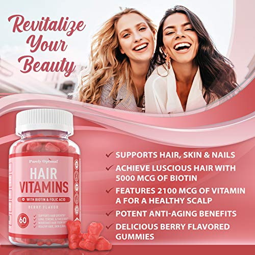 Premium Hair Vitamins Supplement-Gummy Vitamins w/Biotin, Folic Acid, Vitamins A&D Purely Optimal buy supplements canada