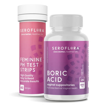 Seroflora Boric Acid Vaginal Suppositories 600mg (28ct) & 40 pH Test Strips for Women Seroflora buy supplements canada