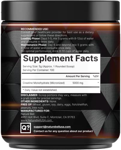 NatureBell Creatine Monohydrate Powder 500 Grams, 5000mg Per Serving NatureBell buy supplements canada