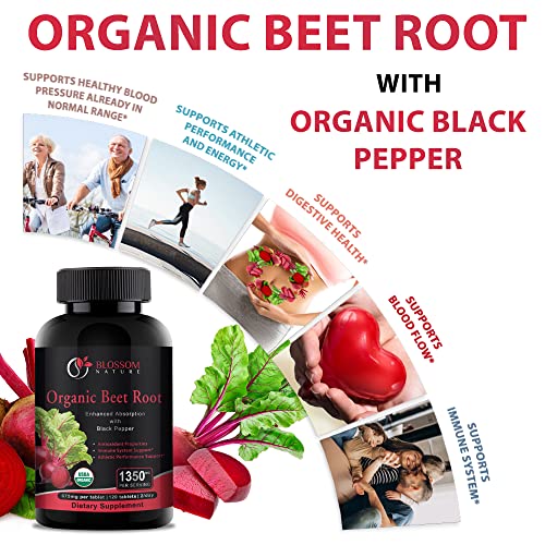 Organic Beet Root Powder 1350mg with Black Pepper-Nitric Oxide Booster, Digestive System Blossom Nature buy supplements canada