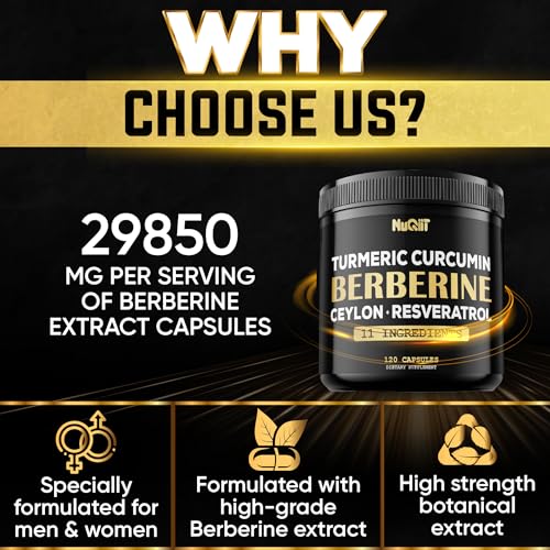 Berberine Supplement 14000mg Turmeric Curcumin 4500mg Trans-Resveratrol 4500mg Nuqiit buy supplements canada
