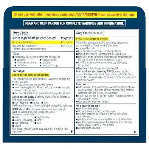 Advil Dual Action Back Pain Caplets Delivers 125mg Ibuprofen and 250mg Acetaminophen Per Dose for 8 Hours of Back Pain Relief - 144 Count Advil buy supplements canada
