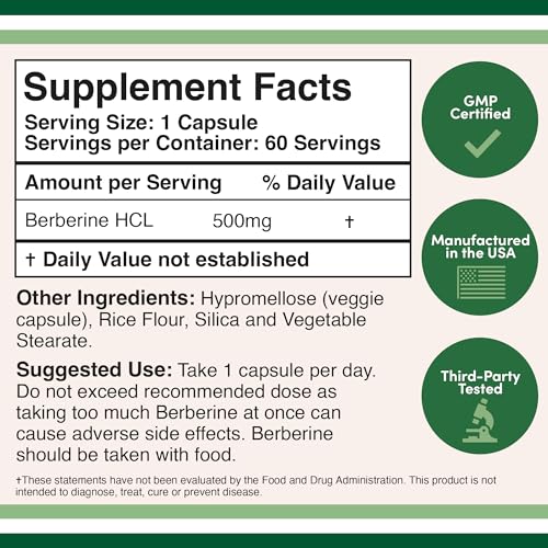 Berberine Supplement 500mg, 60 Capsules (Third Party Tested, Manufactured in The USA Double Wood Supplements buy supplements canada
