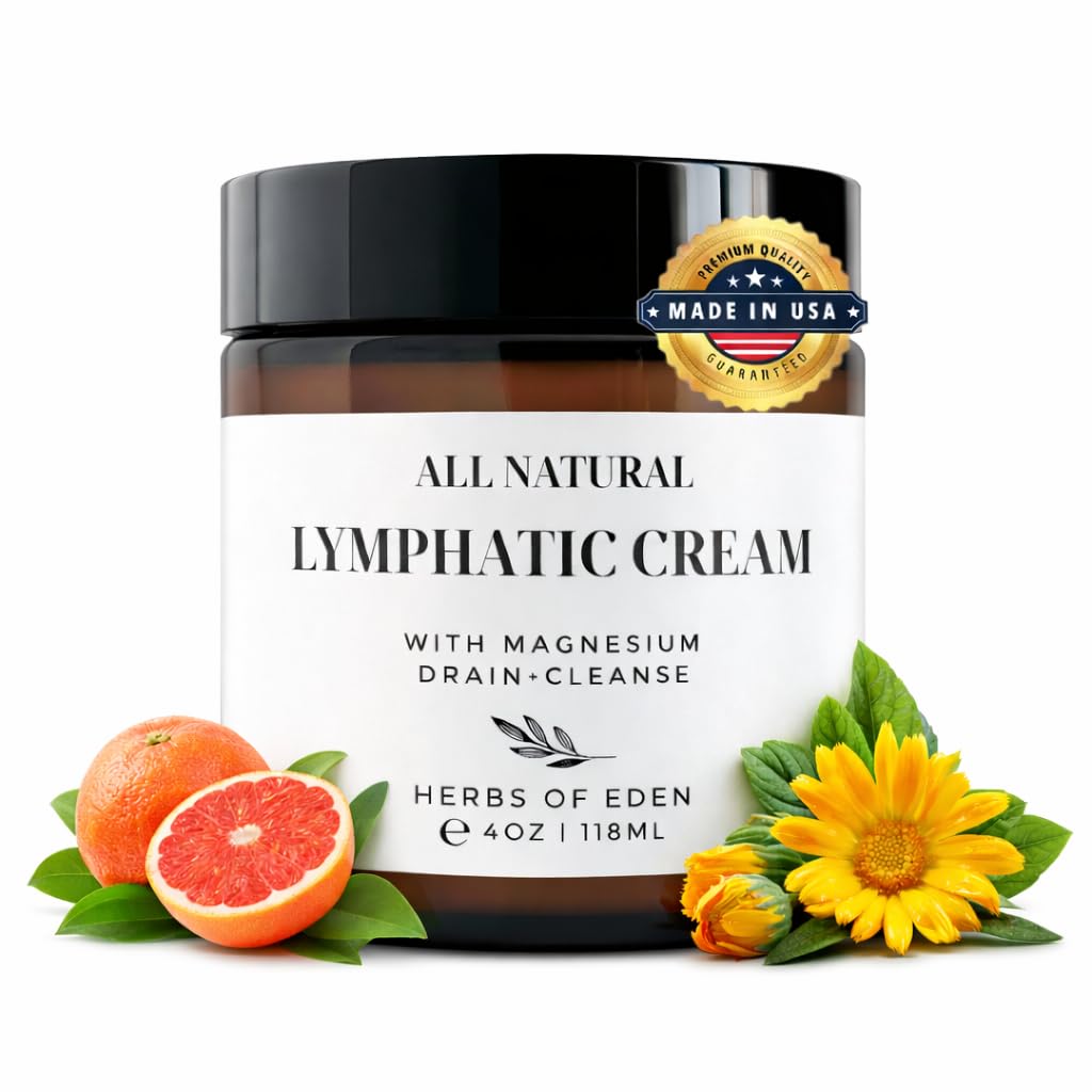 Organic Lymphatic Massage Cream with Magnesium – Natural Topical Cream | Stimulate Lymph Fluid | Family Owned, Made in USA Herbs of Eden buy supplements canada