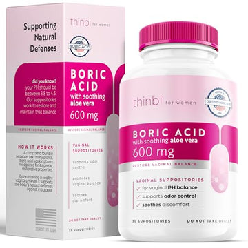 Thinbi Boric Acid Suppositories for Women w/Aloe Vera - BV Treatment & PH Balance Artnaturals buy supplements canada