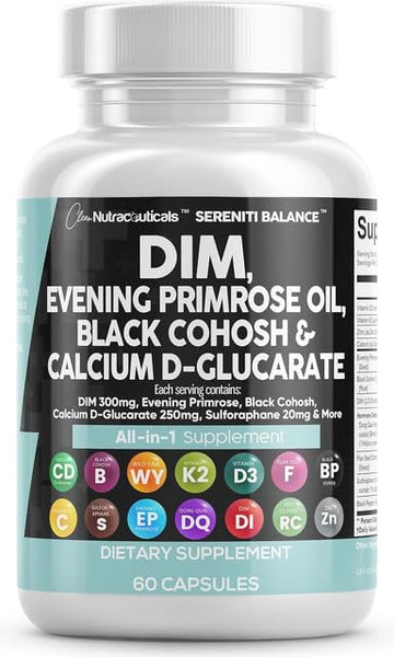 Clean Nutraceuticals DIM Evening Primrose Black Cohosh Calcium D-Glucarate Sulforaphane Flax Seed Extract - Hormonal Support Vitamins for Women with Dong Quai - 60 Caps Clean Nutraceuticals buy supplements canada