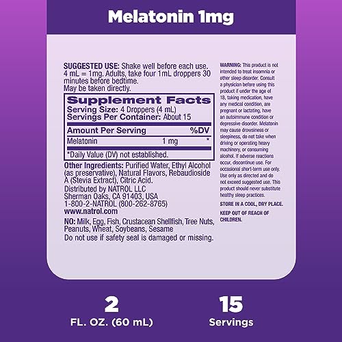 Natrol Liquid Melatonin 1mg, Berry-Flavored Dietary Supplement for Restful Sleep, 2 Fl Oz Natrol buy supplements canada