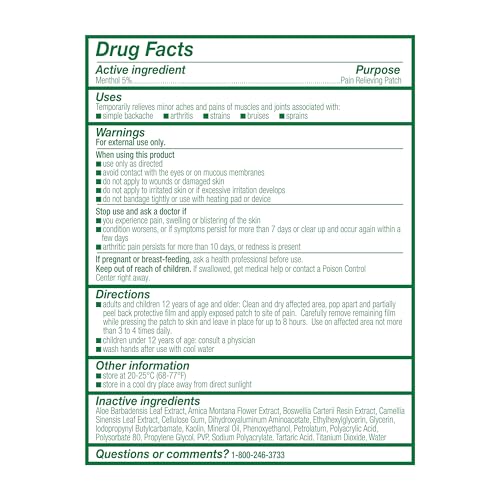 Biofreeze Menthol Pain Relieving Patches (5 Patches Per Box) Up To 8 Hours Of Pain Relief From Sore Muscles, Arthritis, Backaches, Spains, Bruises, Strains And Joint Pain (Package May Vary) Biofreeze buy supplements canada