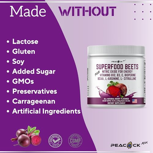 Peacock Max Superfoods Blend Immunity Support Vegan Gluten Free (Beets Nitric Oxide B12 Powder) Peacock Max buy supplements canada