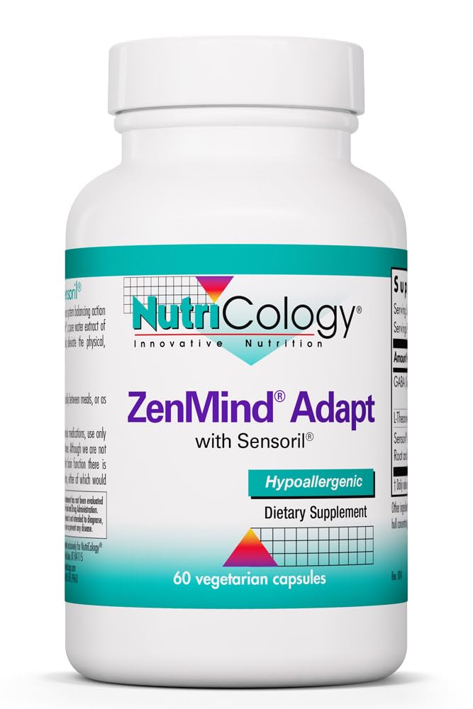 NutriCology ZenMind Adapt - 200 mg L-Theanine, 125 mg Ashwagandha & 550 mg GABA - Supports Stress Response and Calmness - Vegetarian Capsules - Hypoallergenic Formula - 30 Servings - 60 Capsules Allergy Research Group buy supplements canada