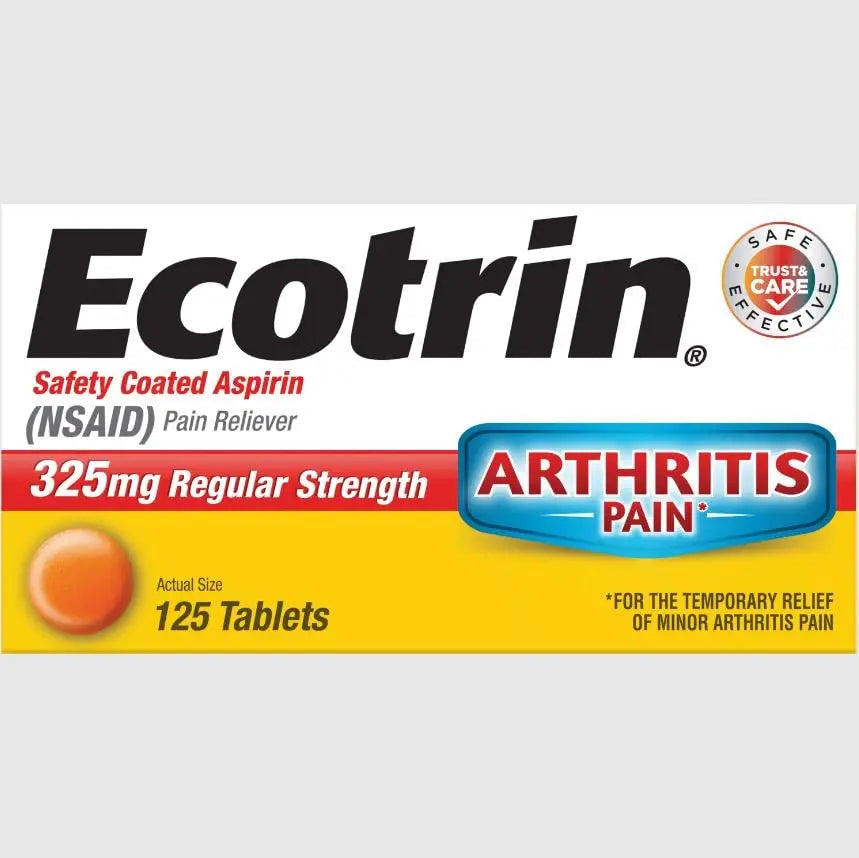 Ecotrin Safety Coated Aspirin Arthritis Pain Reliever Tablets, Regular Strength, NSAID 325 mg, 125 ct (Pack of 2) Ecotrin buy supplements canada