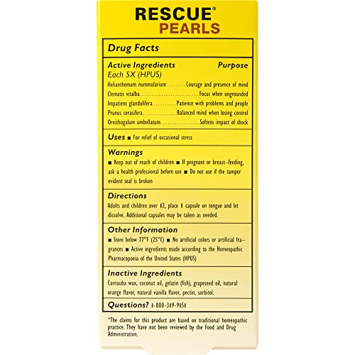 Bach RESCUE PEARLS, Natural Orange Vanilla Flavor, Natural Stress Relief, Homeopathic Flower Essence RESCUE buy supplements canada