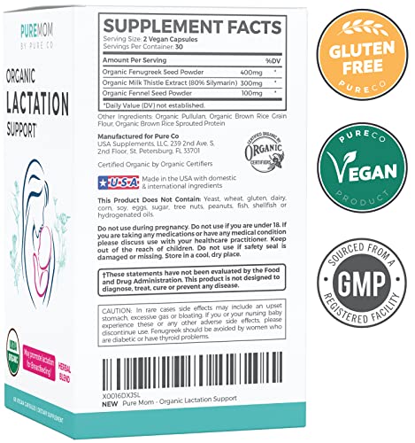 USDA Organic Lactation Supplement - Increase Milk Supply with Herbal Breastfeeding PURE CO buy supplements canada