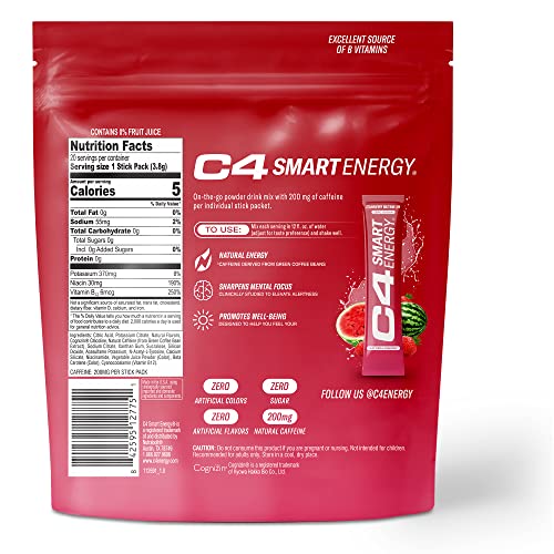 C4 Smart Energy Powder Stick Packs - Sugar Free Performance Fuel & Nootropic Brain Cellucor buy supplements canada