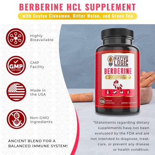 Native Logic Berberine HCL 1200mg with Ceylon Cinnamon, Bitter Melon, and Green Tea Native Logic buy supplements canada