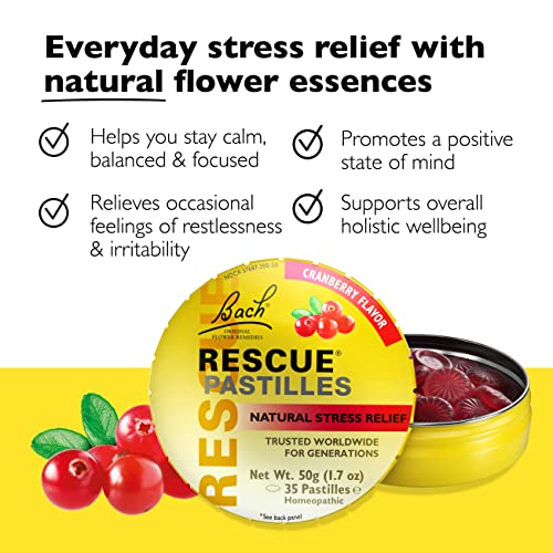 Bach RESCUE PASTILLES, Cranberry Flavor, Natural Stress Relief Lozenges RESCUE buy supplements canada