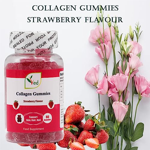 Ved Collagen Gummies; Chew Gummies Strawberry Flavour, Raw Unfiltered Collagen Gummies Ved buy supplements canada