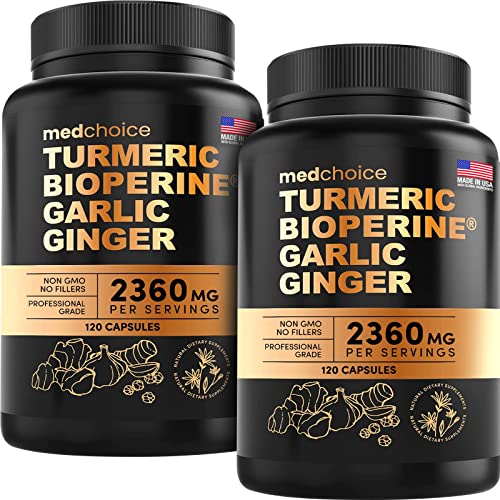 4-in-1 Turmeric and Garlic Supplements with Bioperine 2360 mg (240 ct) Turmeric Ginger MEDCHOICE buy supplements canada