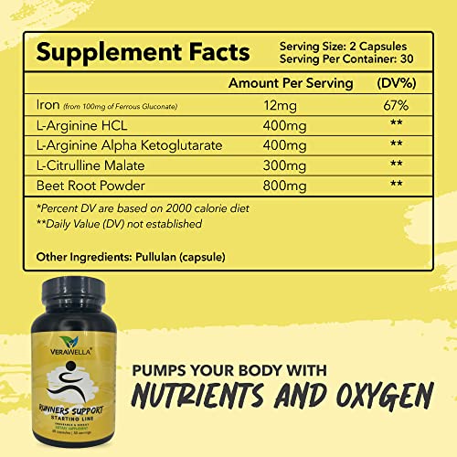 VeraWella - Runners Support Starting Line, Nitric Oxide Booster with L-Arginine, L Citrulline VeraWella buy supplements canada