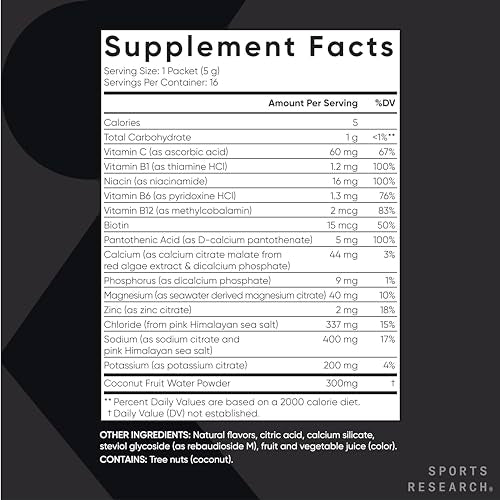 Sports Research Hydrate Electrolytes Powder Packets - Sugar-Free & Naturally Flavored Sports Research buy supplements canada