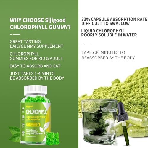 Organic Chlorophyll Gummies with Ashwagandha, Black Seed Oil, Apple Cider Vinegar Sijigood buy supplements canada