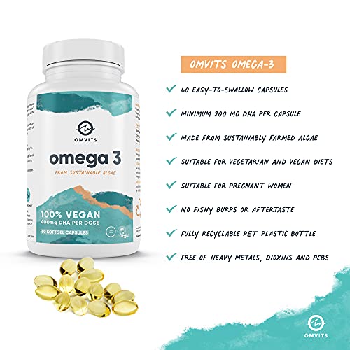 Omvits Vegan Omega 3 DHA from Algae Oil 1000mg - 60 Softgel Capsules with Vitamin E Omvits buy supplements canada