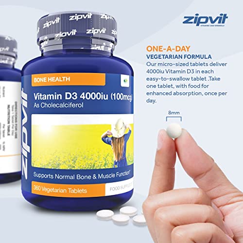 Vitamin D 4000iu 360 Micro Tablets. Vegetarian Society Approved. 12 Months Supply Zipvit buy supplements canada
