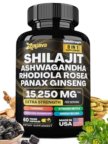 Zoyava Shilajit Pure Himalayan 9000MG,Energy Booster Ashwagandha 2000MG Zoyava buy supplements canada