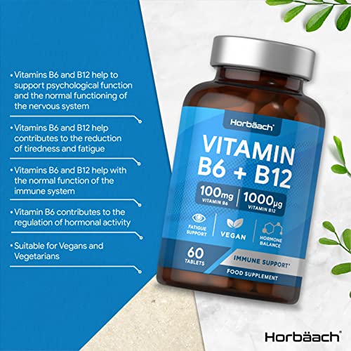 Vitamin B6 and B12 Tablets High Strength | 60 Count | with 100mg of Vitamin B6 Horbäach buy supplements canada
