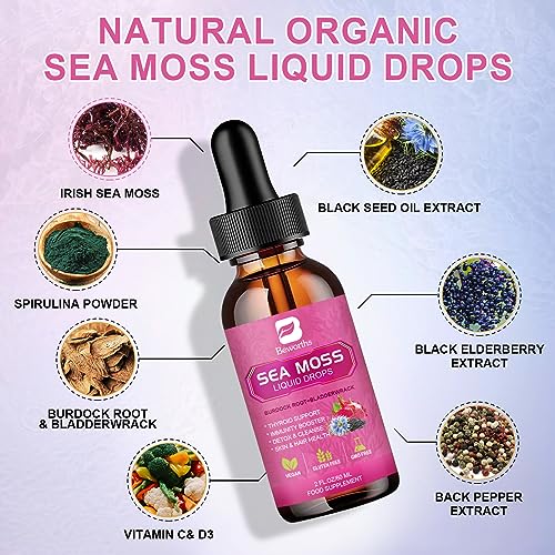 3000mg Sea Moss Liquid Drops - Black Seed Oil & Irish Sea Moss Gel B BEWORTHS buy supplements canada