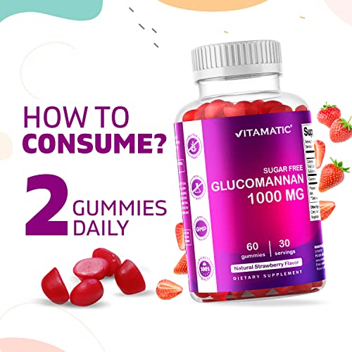 Vitamatic Sugar Free Glucomannan Gummies (Amorphophallus Konjac Root) - 1000mg per Vitamatic buy supplements canada