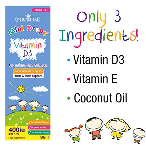 Natures Aid Vitamin D3 Mini Drops for Infants and Children, Sugar Free, 50ml natures aid buy supplements canada