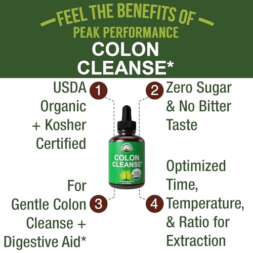 USDA Organic Colon Cleanse Liquid Drops. Vegan, Kosher Colon Cleanser & Detox Supplement Peak Performance buy supplements canada