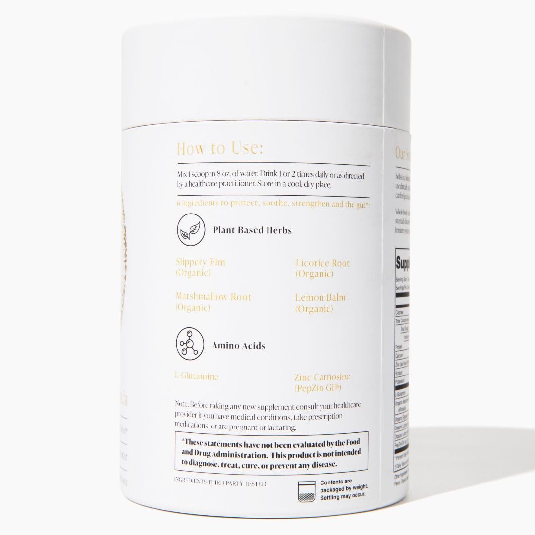 HOLISS Daily Gut Health Kit – 6-in-1 All Natural Supplement, Bloat & Gas Aid, GI Lining Repair, IBS Support – Lemon Balm, L-Glutamine, PepZinGI, Mixed Berry, 30 Servings, Electric Mixer & Spoon HOLISS buy supplements canada