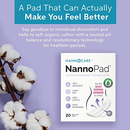 NannoPad Regular Pads for Women - Nannocare Certified Organic Cotton Pads - Pads with Wings NannoPad buy supplements canada