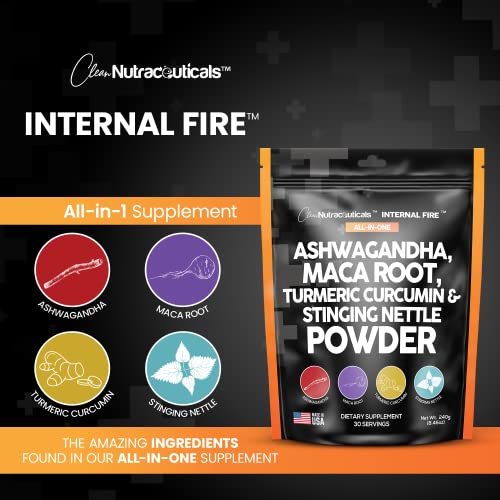 4in1 Ashwagandha Maca Root Powder Supplement with Turmeric Stinging Clean Nutraceuticals buy supplements canada