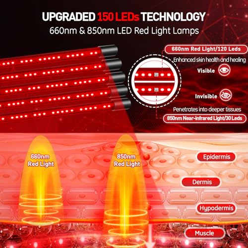 Red Light Therapy Lamp, 150 LEDs Infrared Light Therapy with Adjustable Stand - 660nm Redlight Rikimxin buy supplements canada