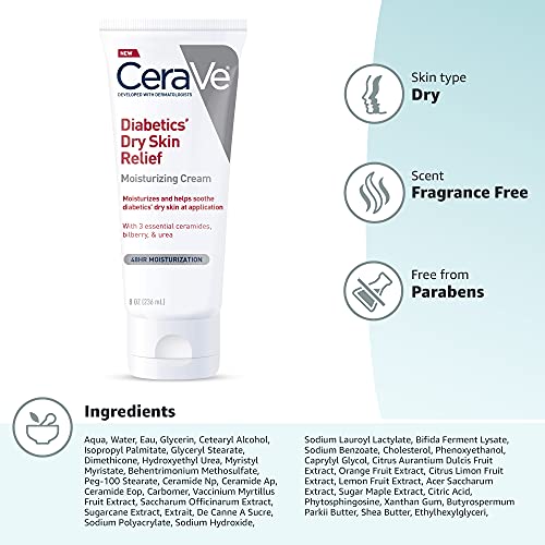 CeraVe Moisturizing Cream for Diabetics’ Dry Skin, Urea Cream with Bilberry for Face and Body, Fragrance Free CeraVe buy supplements canada