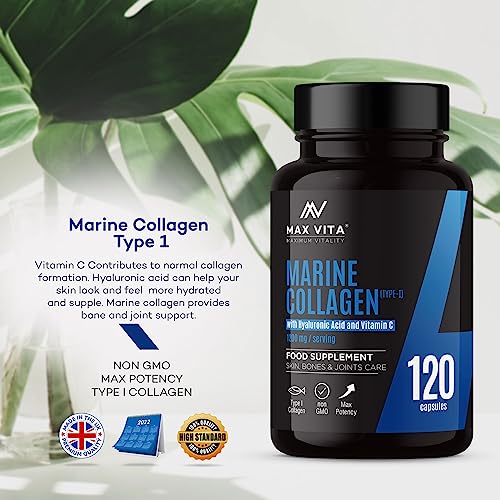 Marine Collagen Supplement 1200mg with Hyaluronic Acid & Vitamin C Hydrolysed Peptides Powder MAX VITA MAXIMUM VITALITY buy supplements canada