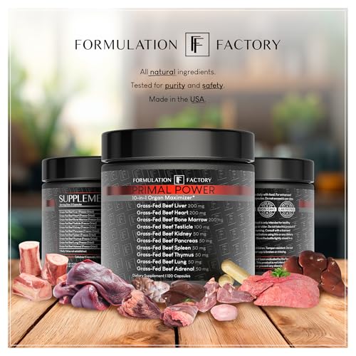 Formulation Factory Beef Liver Capsules - 10-in-1 Primal Powder Beef Organ Supplement for Men & Women with Bone Marrow & Beef Testicle - Grass Fed Ancestral Health - 120 Capsules, 2 Month Supply Formulation Factory buy supplements canada