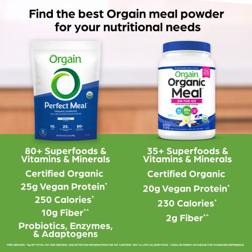 Orgain Organic Perfect Meal Replacement Protein Powder, Vanilla - 25g Plant Based Protein Orgain buy supplements canada
