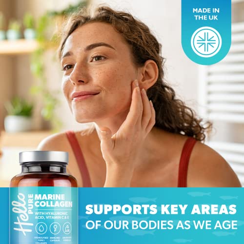Marine Collagen Capsules - 1855mg - 120 Capsules - Enriched with Hyaluronic Acid & Vitamins C & E Hello Pure buy supplements canada