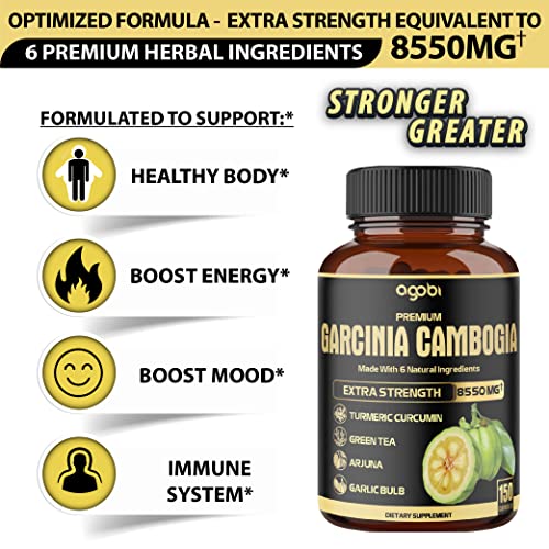 Premium Garcinia Cambogia 20:1 Extract Capsules 8550 mg - with Green Tea, Arjuna agobi buy supplements canada
