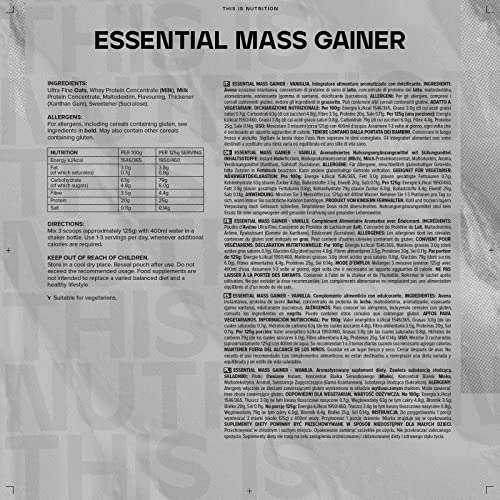 Bulk Essential Mass Gainer, Protein Shake for Weight Gain, Vanilla, 2.5 kg Bulk buy supplements canada