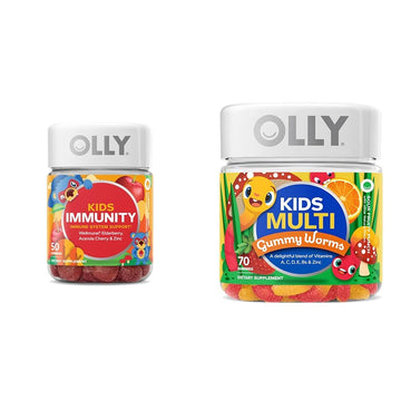 OLLY Kids Immunity Gummy, Immune Support, Wellmune, Elderberry, Vitamin C, Zinc & Kids Multivitamin Gummy Worms, Overall Health and Immune Support, Vitamins and Minerals A, C, D OLLY buy supplements canada